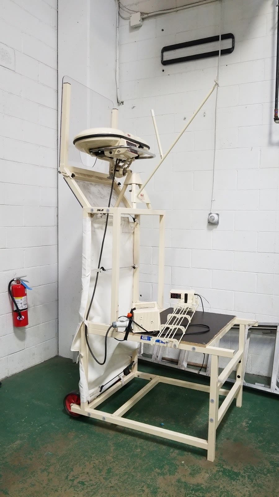The Bola bowling machine, set up on a lane